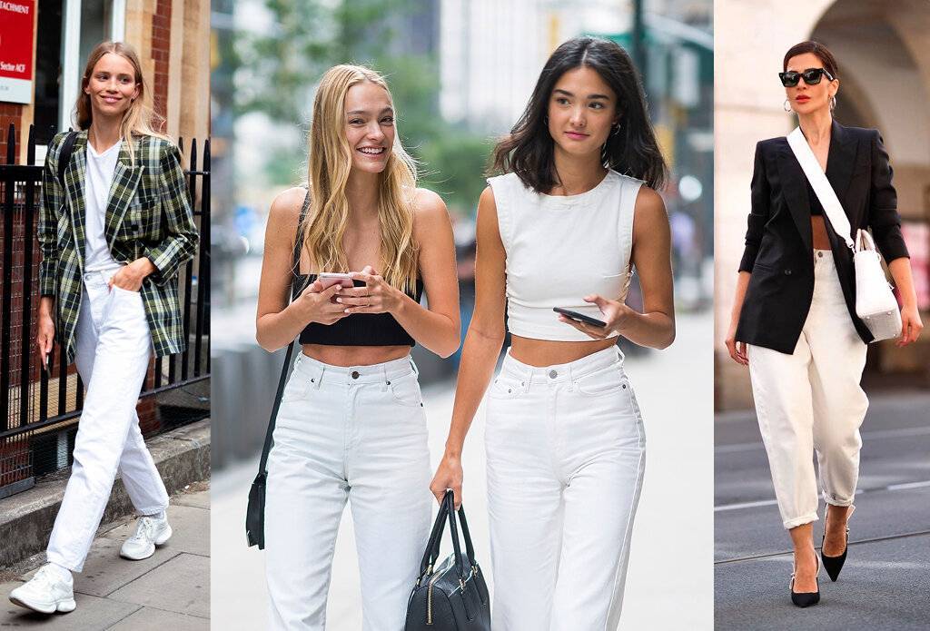 Модные женские белые джинсы