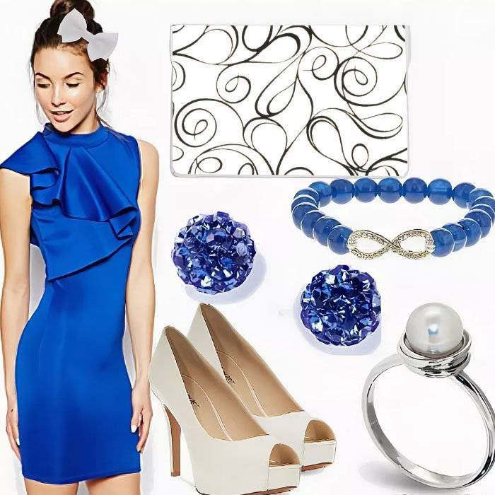 С чем можно носить платье синего цвета, модные фасоны и образы