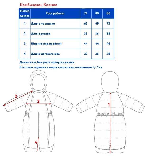 Размер комбинезона