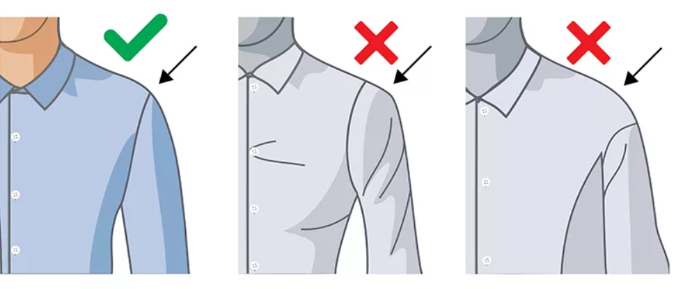 Правильно выбрать рубашку. Плечевой шов рубашки. Плечевой шов на мужской одежде. Плечевые швы в мужской рубашке. Правильный размер рубашки мужской.